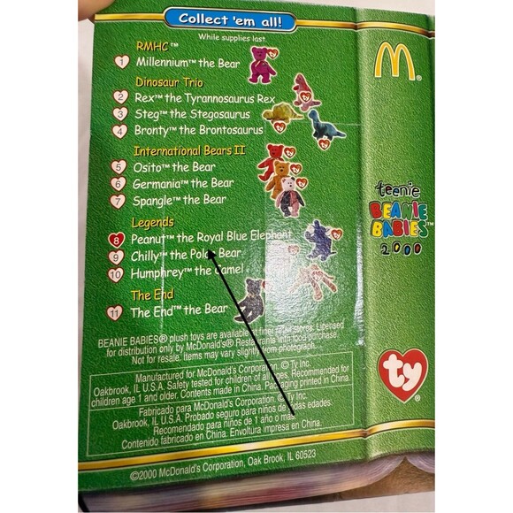 RARE Ty Teenie Legends Peanuts the Royal Blue Elephant DOB 01/25/95 W/ Error - Picture 5 of 8